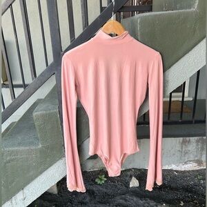 NWT We Are Hah X Free People Rose Open Back Body Suit Long Bell Sleeves Sz Sm